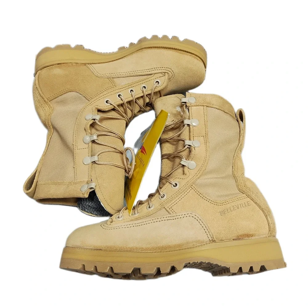 Belleville Infantry Military Combat Boots Unisex M3/W5 Tan Gore-Tex Waterproof
